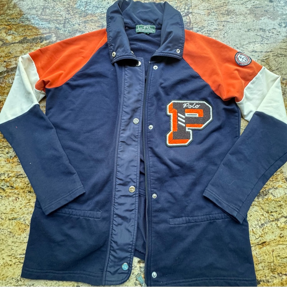 Ralph Lauren Orange and Navy Emblem Sweatshirt